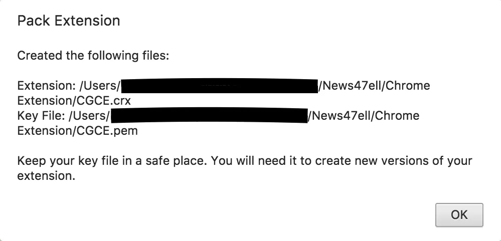 Pack google chrome extension success" caption="Pack google chrome extension success